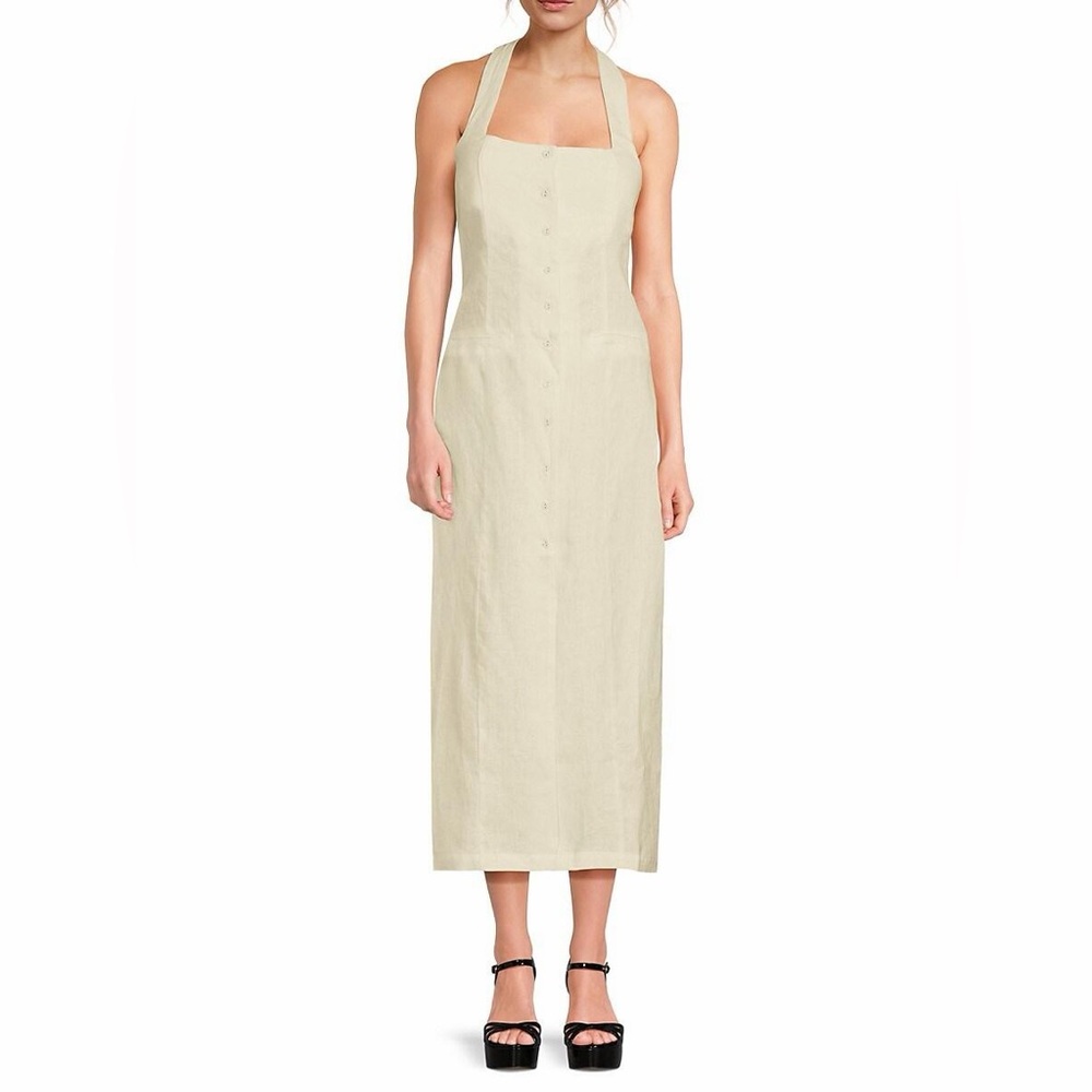 Saks fifth avenue linen halter mid dress